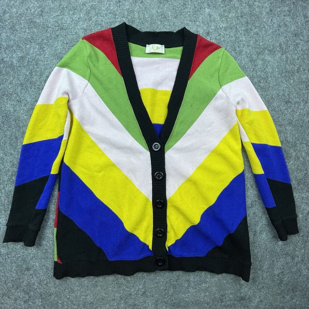 Sara Battaglia‎ Cardigan Womens Medium Rainbow Sweater Italy Rent the Runway